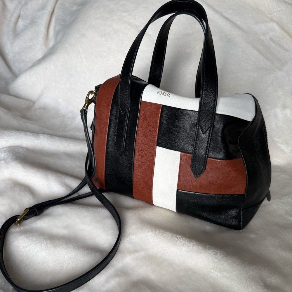 Fossil Black and Brown Leather Women's Bag